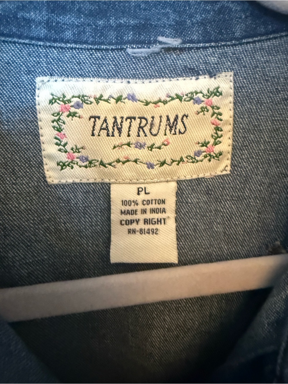 Tantrums vintage 100% cotton Horse Equestrian Western Denim Beaded Sequin Jacket - Picture 5 of 12